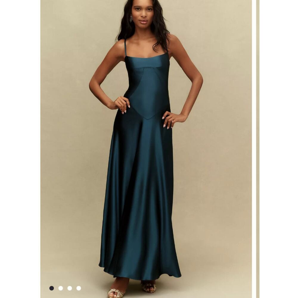 Mare Mare Emmy Corset Lace Up Satin Dress Size Medium Dark Blue
